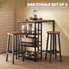 Bar Stools Set of 2 Breakfast Bar Stools with Footrest, Industrial Round, 32 x 32 x 65 cm, Rustic Brown