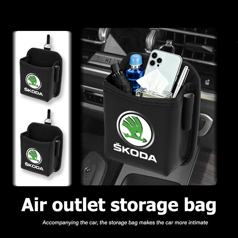 AAAJE1 For Skoda Car Car Air Outlet Storage Box Phone Glasses Organizer Auto Styling Accessories Fabia Kamiq Superb Scala Enyaq-iV MK3