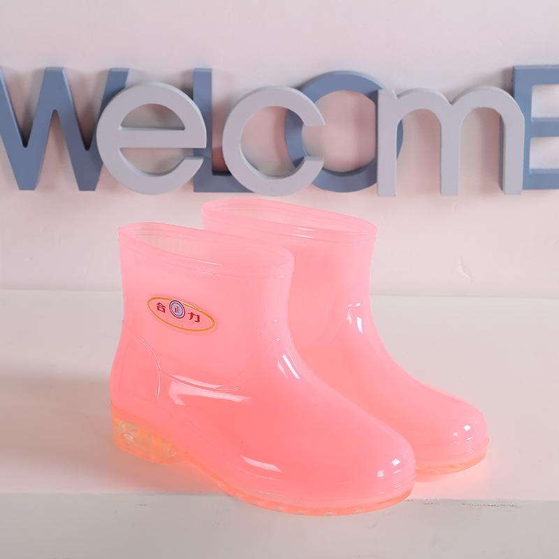 

Jelly water shoes female adult short non-slip four-season velvet rubber shoes overshoes adult outer wear warm work rain shoes female 36