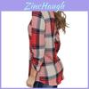 Women Vintage V-neck Loose Tops Long Sleeve Stylish T-shirt With Plaid Casual Design