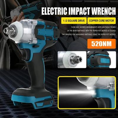 Cheie de Impact Electrică Fără Perii 520Nm 18V Reîncărcabilă Unealtă Electrică Compatibilă pentru Baterie Makita Cap 1/2 Inch Unealtă Electrică
