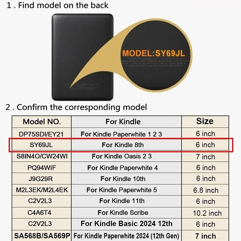 Auto Wake/Sleep Protective Case Magnetic Shockproof e-Reader Shell for Kindle 8th Generation-2016 Release (Model NO. SY69JL)
