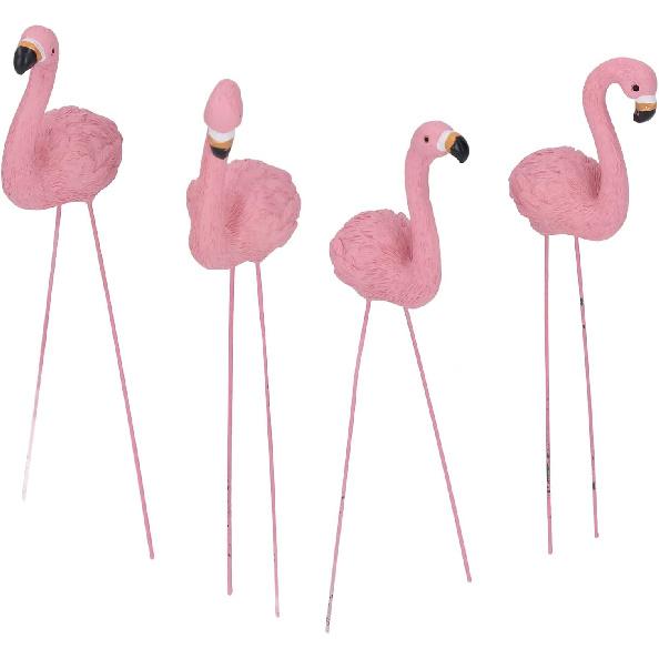 Flamingo Yard Statue, Resin Material 4 Pcs Cute Flamingo Gifts Fine Details for Patio