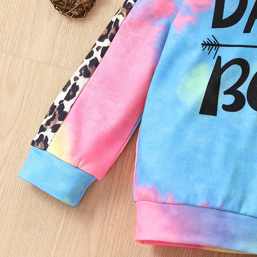 Kids' Cross-Border Tie-Dye Patchwork Hoodie & Sweatpants Set, Autumn/Winter Fashion