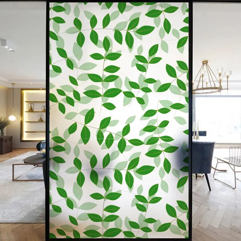 

Static Cling Privacy Windows Film Decorative Lush Green Leaves Glass Window Stickers Frosted Window Film (as the picture,40x60cm WxH)