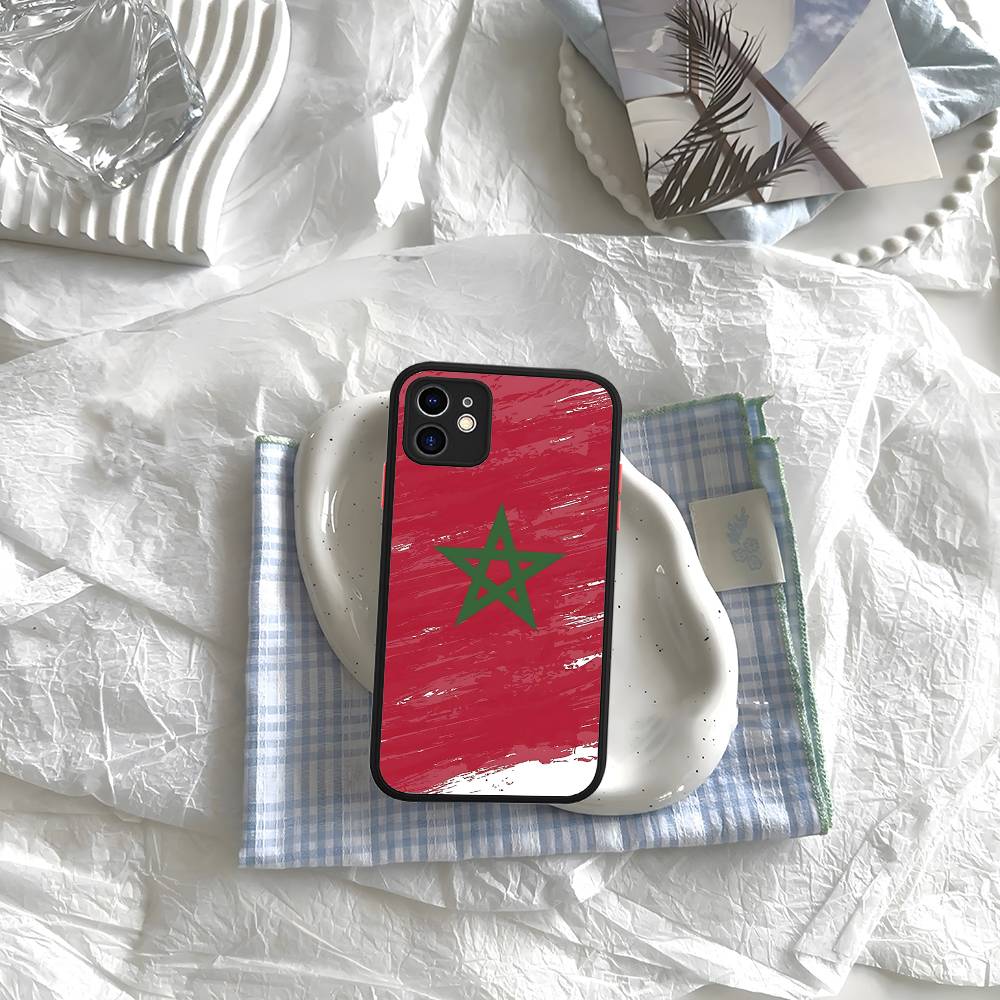 Morocco Map Flag Matte Silicone Phone Cases For IPhone 16 13 15 12 11 Pro Max Plus For IPhone 14 15 Pro