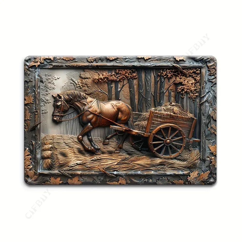 Vintage Animal Drawing Metal Tin Sign 2D Wall Art