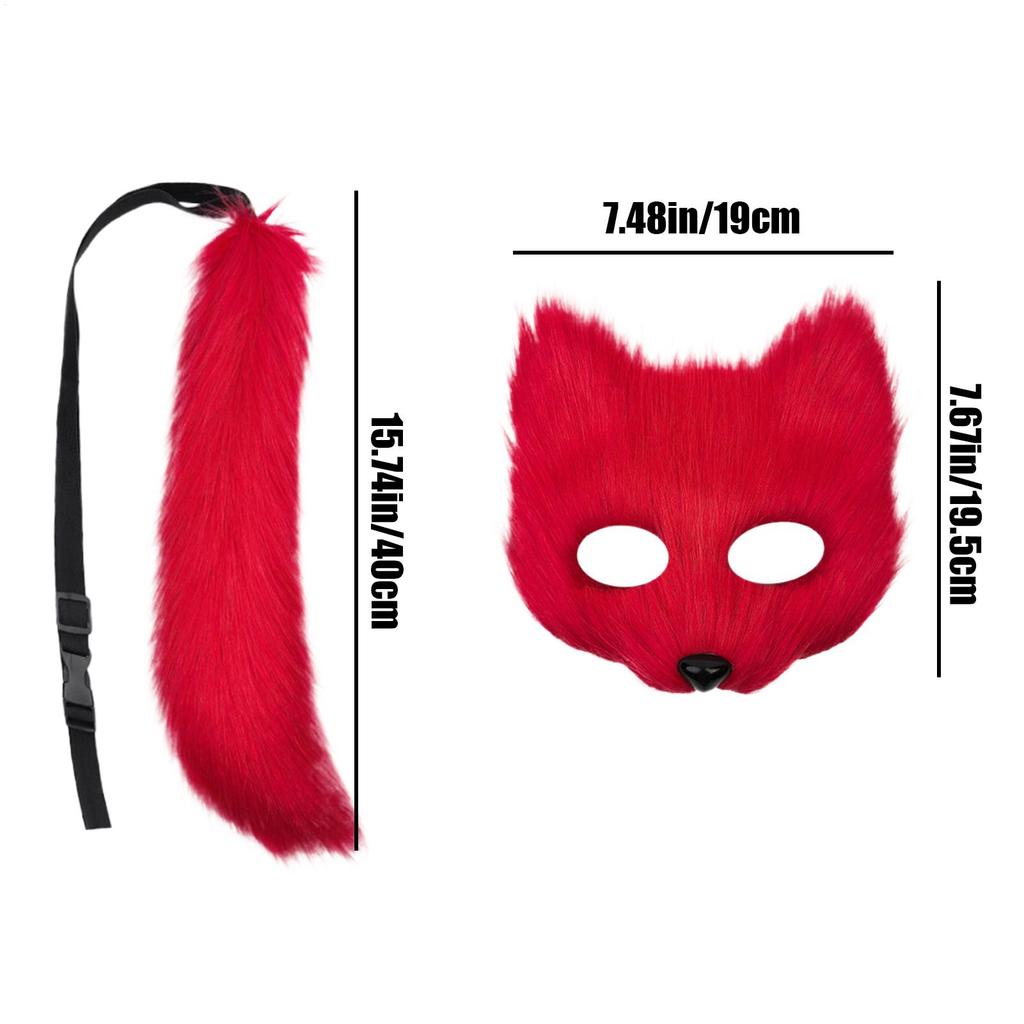 Kostium lisa na Halloween Akcesoria do Cosplayu Pokrowiec na twarz kota Rękawiczki łapki Kostium Cosplay dla Chłopców Nastolatków Dorosłych Mężczyzn Kobiet Impreza