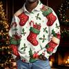 Men's Christmas Long Sleeve Button Up Shirt Casual Holiday Top