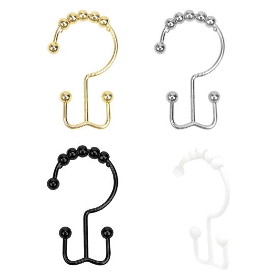 12 Pcs Shower Curtain Hooks Rust Proof Metal Shower Curtain Hooks Double