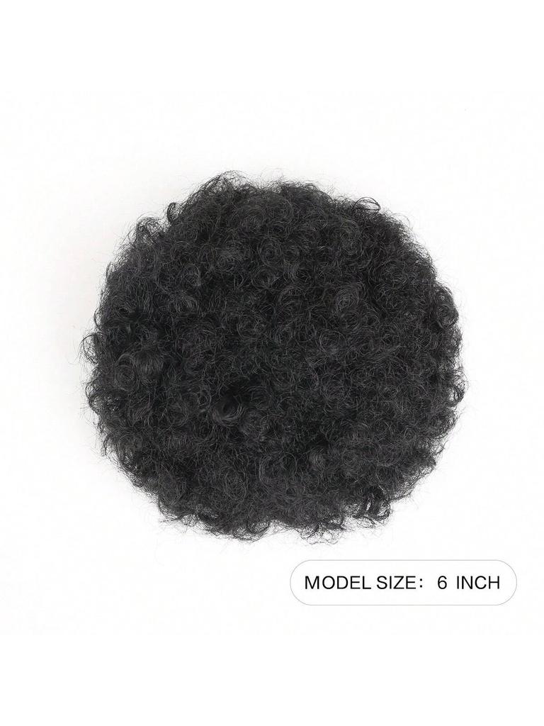 Afro Puff Drawstring Ponytail Hair Buns 1PCS/Pack 6 Inch for Girls Children Black Women Natural Black Kinky Curly Hair Updo Donut Chignon