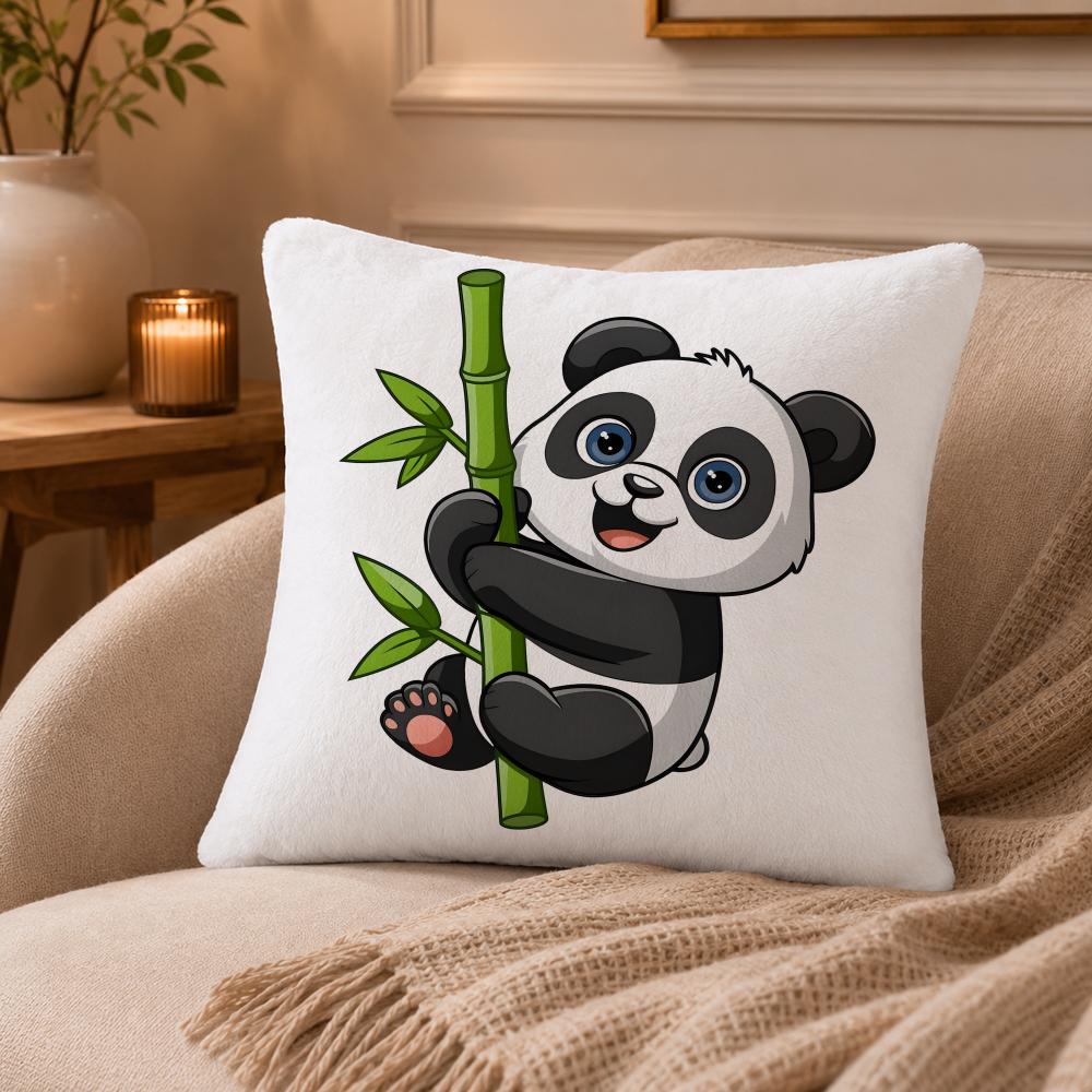 panda Cushion Cover Anti-dustmite Pillowcase Invisible zipper silky short plush Sofa cushion cover