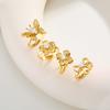 Stainless Steel Zircon Bow Flower Butterfly Ring for Women,18K Gold Plated Bowknot Opening Rings,Fashion Jewelry Gifts