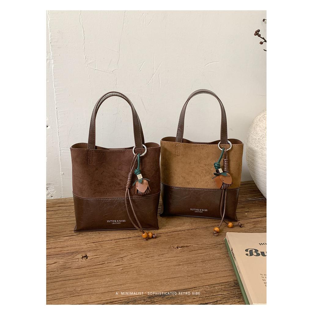 IELGY Ladies Messenger Bag Retro Portable Suede Tote Bag