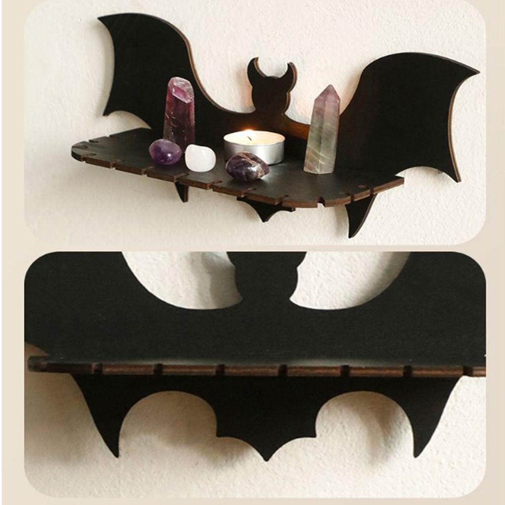 Black Bat Wall Shelves Bat-shaped Gothic Halloween Shelf  Living Room Decoration
