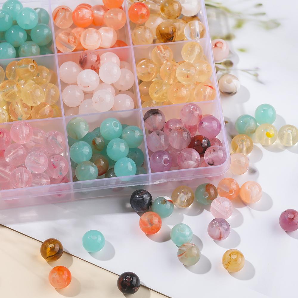 20pcs/Lots Acrylic Imitation Stone Round Beads Spacer Loose Beads for DIY Earrings Necklaces Bracelets Jewelry Making Supplies