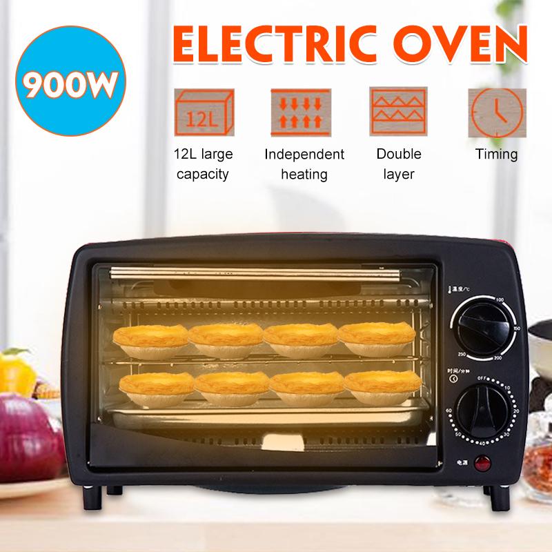 12L 220V Mini Oven Household Multifunctional Electric Oven Intelligent Timing Kitchen Baking Toaster Grilled Chicken Wings 900W