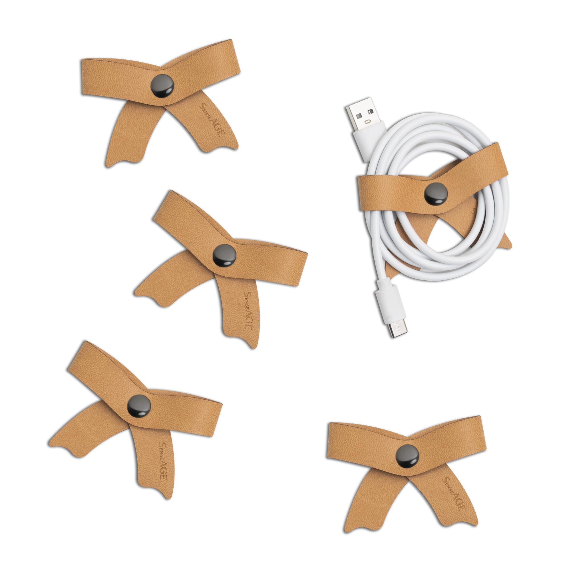 

SenseAGE Cable Clips of PU Cute Earphone Cord Cable Management Caramel Brown x 5cm x [Set 5] Leather, Ribbon, Stationery, Clips, Winder, Organizer,