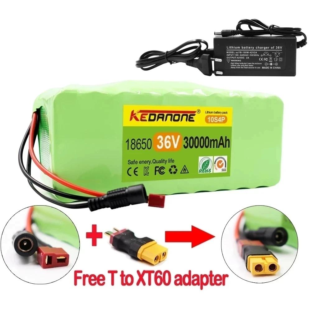 Original 36v 30ah 10s4p High Capacity 42v 18650 Lithium Battery Pack 30000mah Electric Bicycle Scooter With Bms Xt60 Plug 15 Bes