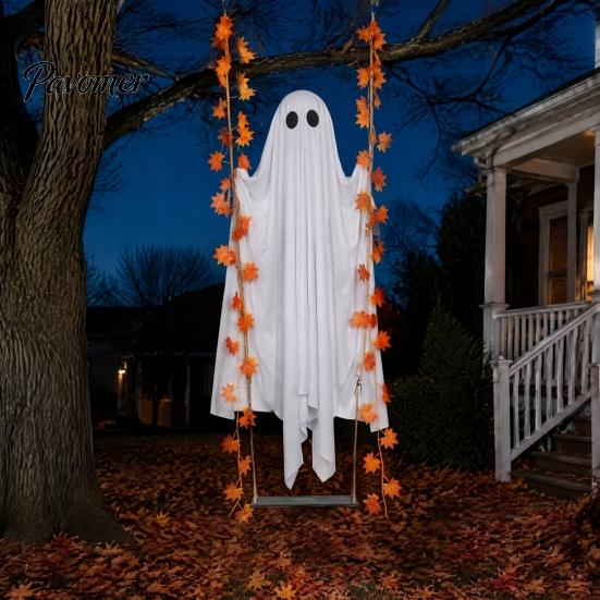 Waterproof Patio Tree Hanging Props Swinging Ghost Halloween Decoration for Outdoor Garden Yard, Weighted Fabric Flying on A Large Decorations