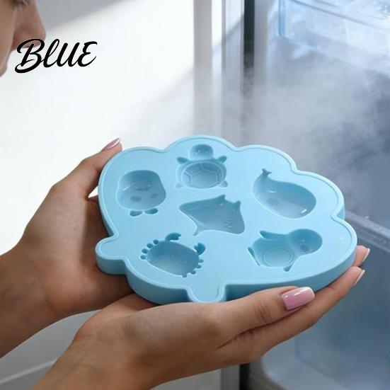 Baby Safe Ice Cube Mold Ocean Animal Silicone Tray Food-Grade Flexible for Seashell Turtle Whale Shapes Easy-Release Fun Maker Cocktails Home