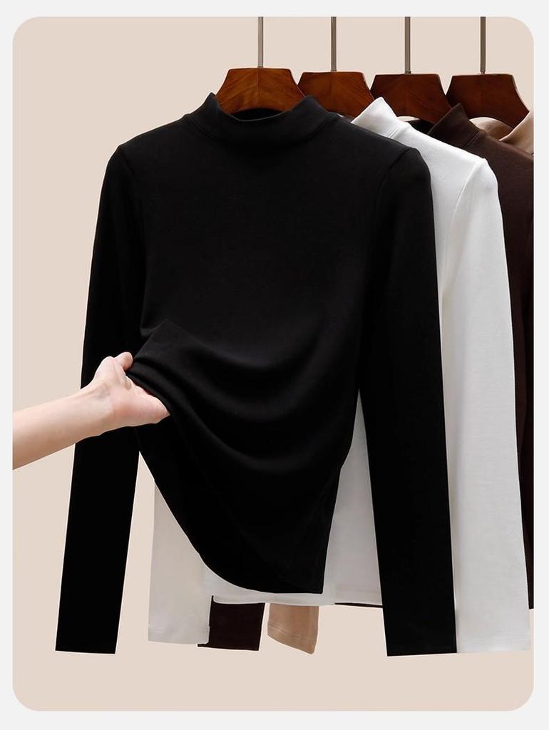 Women's Slim-Fit Half-High Collar Fleece Top for Fall/Winter 2025