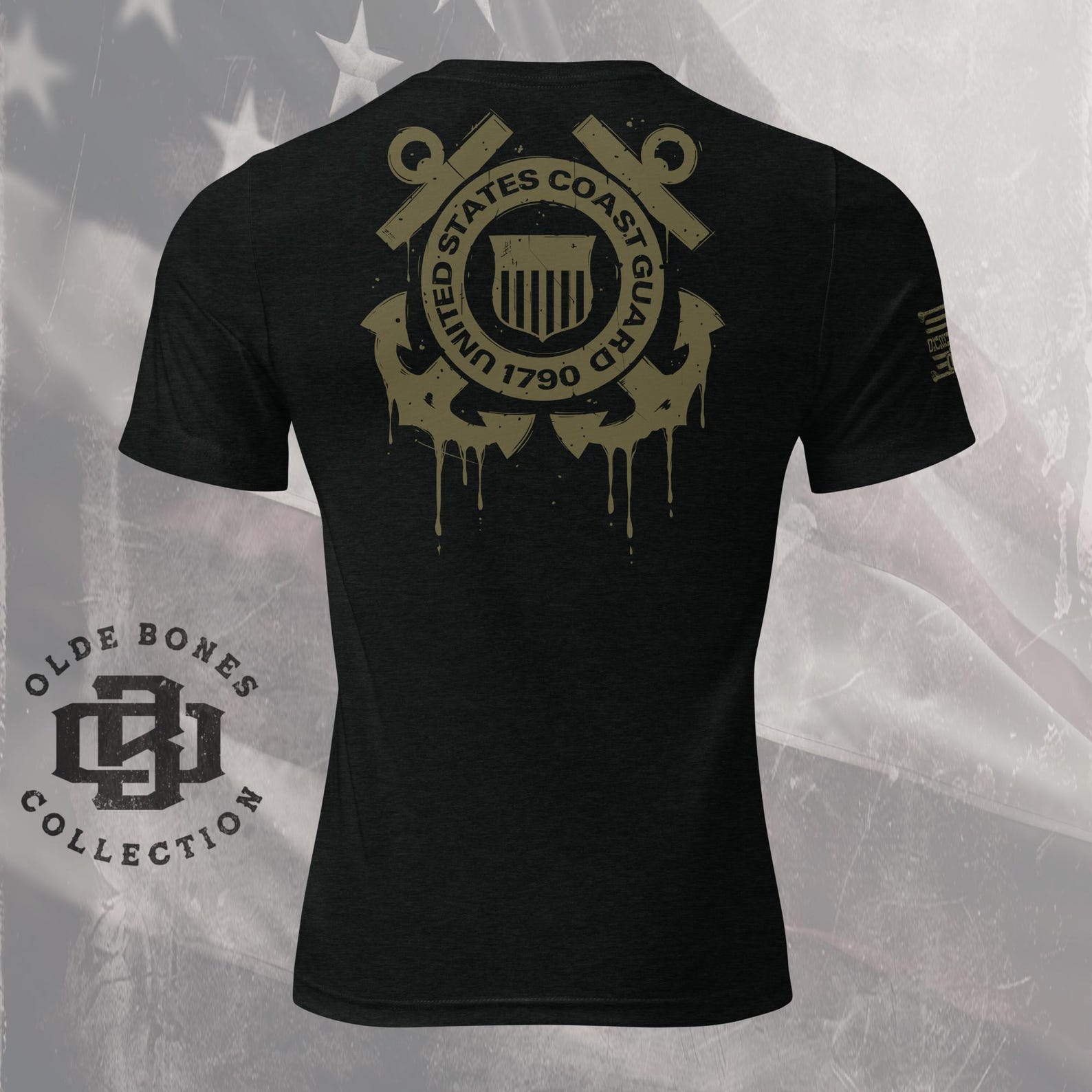 Coast Guard Logo Tri-Blend Black Military T-Shirt 3XL