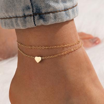 Accessories, Fashionable Double Heart-shaped Love Anklet, Women's Beach Resort Style Anklet