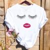 Women Print T-shirts Watercolor Eye Lashes Eyelashes Trend Graphic Tops Fashion Short Sleeve Summer Shirt Female Tees