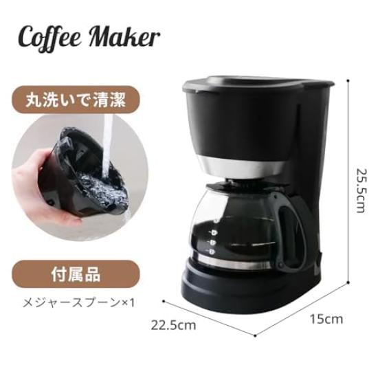 GDT Global Sweet Technology Coffee Maker 2-5 Cups Drip Brewer with Glass Server Reusable Mesh Filter Keep Warm Function Black Home Kitchen