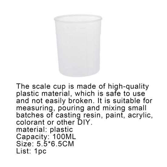 100ML Scale Cup Reusable Stackable Plastic Washable Measuring Glass for Lab