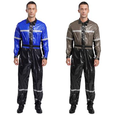 Heren Jumpsuit met Staande Kraag, Lange Mouwen, Rits en Riem, Werkkleding