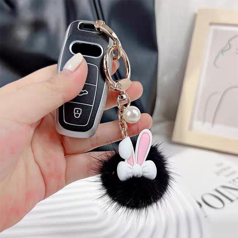 1 piece of smooth touch butterfly bow rabbit ear decoration daily necessities plush keychain accessory