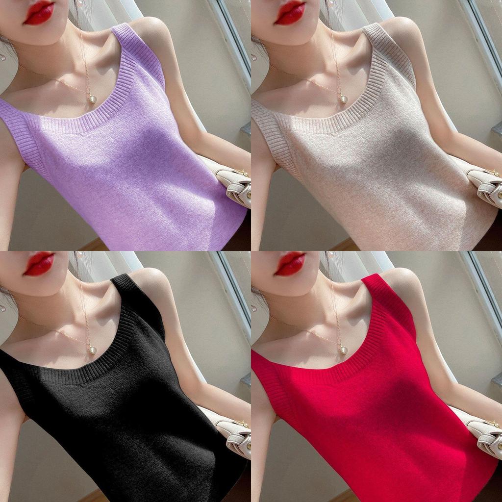 Womens Spring Summer Sleeveless Knitted Tank Top With Embroidery And 3d Effect For Casual Wear