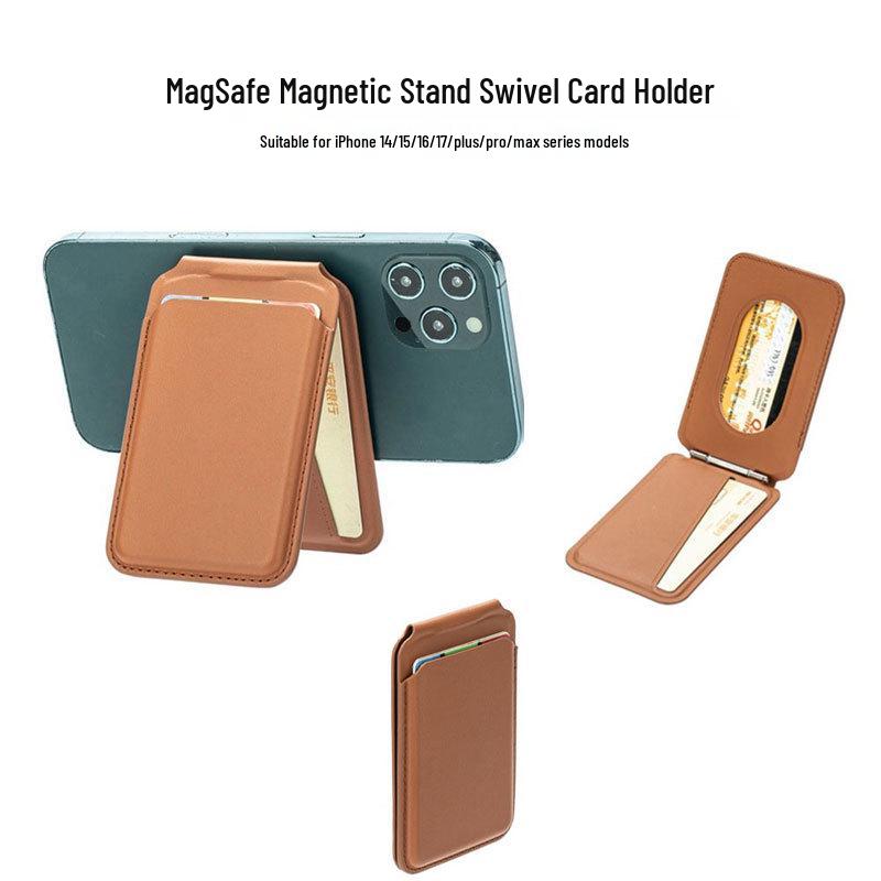 Apple iPhone 17 Series Magnetic Card Holder: MagSafe Hinge, Folding Rotating Stand, Card Sleeve.