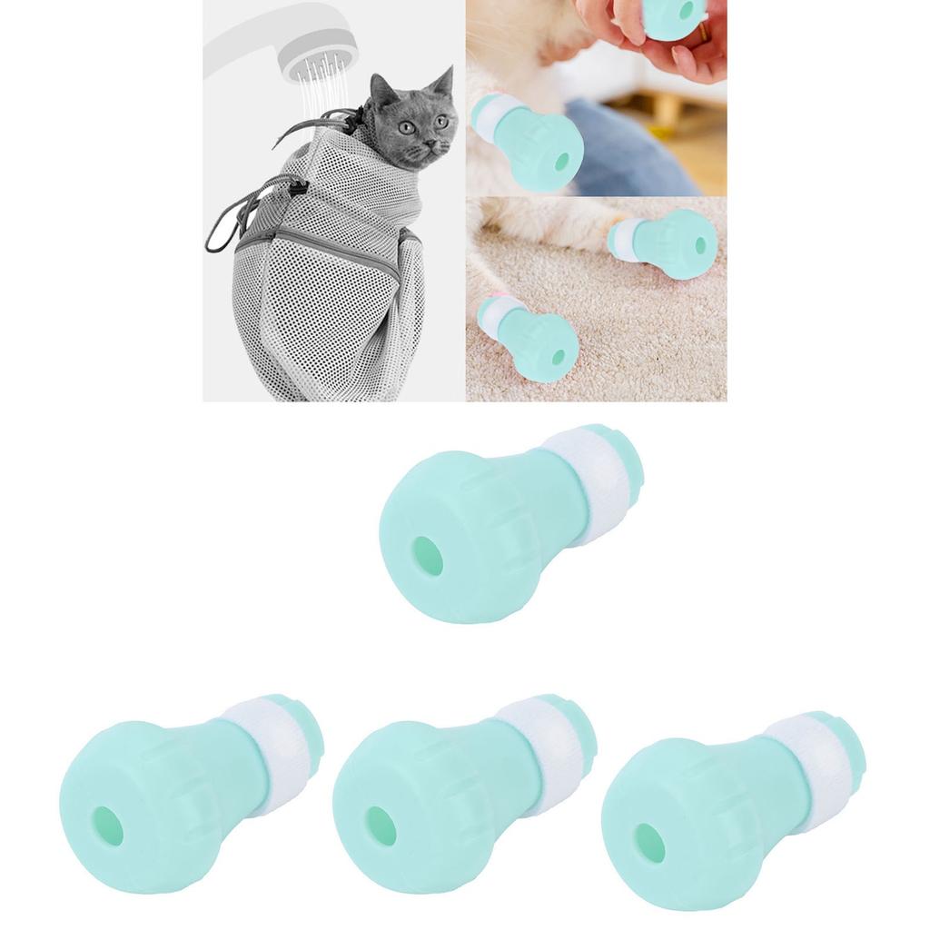 4Pcs Pet Bathing Foot Cover Silicone AntiScratch Cat Protector Pet Supplies for Bathing(Pink )