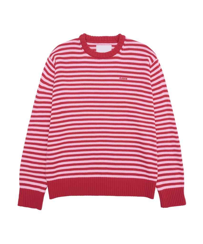 AMES-WORLDWIDE Basic Small Logo Stripe Knit Red