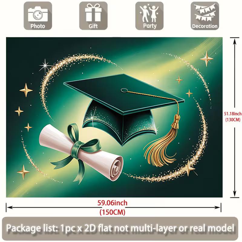 2D Graduation Mortarboard & Scroll Backdrop for College & High School Grad Party Decor
