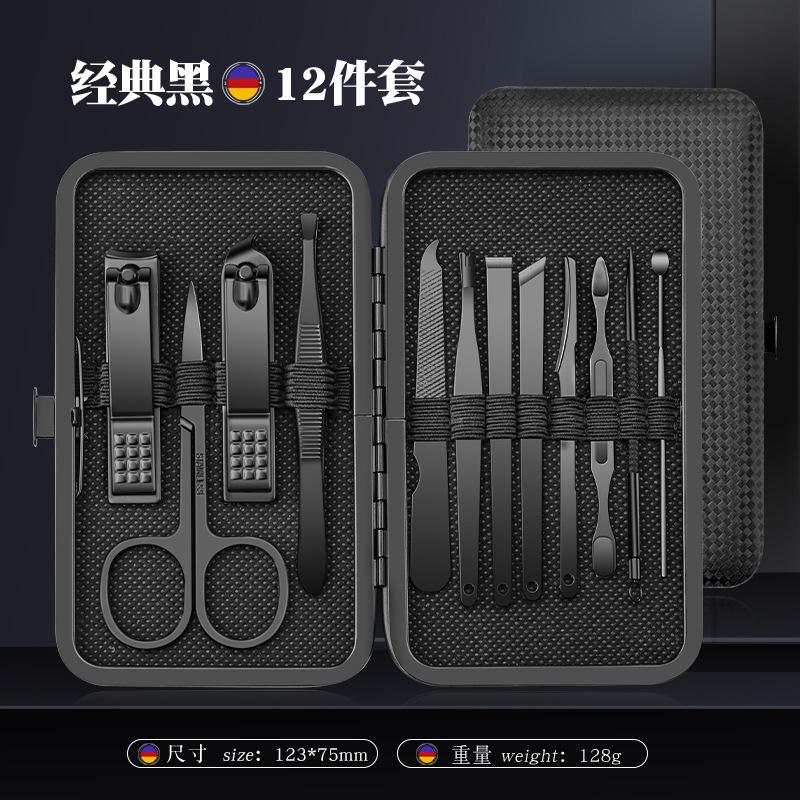 Gospodarstwo Domowe Stal Nierdzewna Obcinaczki do Paznokci - Ciemna Noc Czarny Zestaw 24 Elementów do Manicure i Pedicure, Nożyki do Pielęgnacji Stóp oraz Zestaw Narzędzi do Zdobienia Paznokci