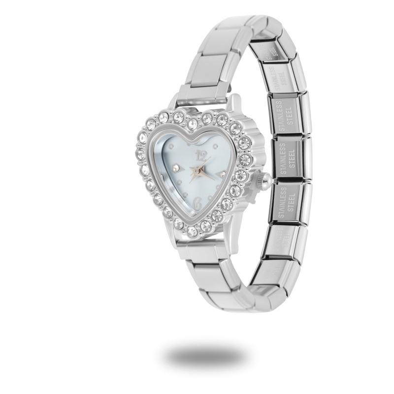 Y2K Vintage Zircon 9MM Width Italian Charm Heart Shape Watch High Quality Stainless Steel Bracelets Bangle for Birthday Gifts