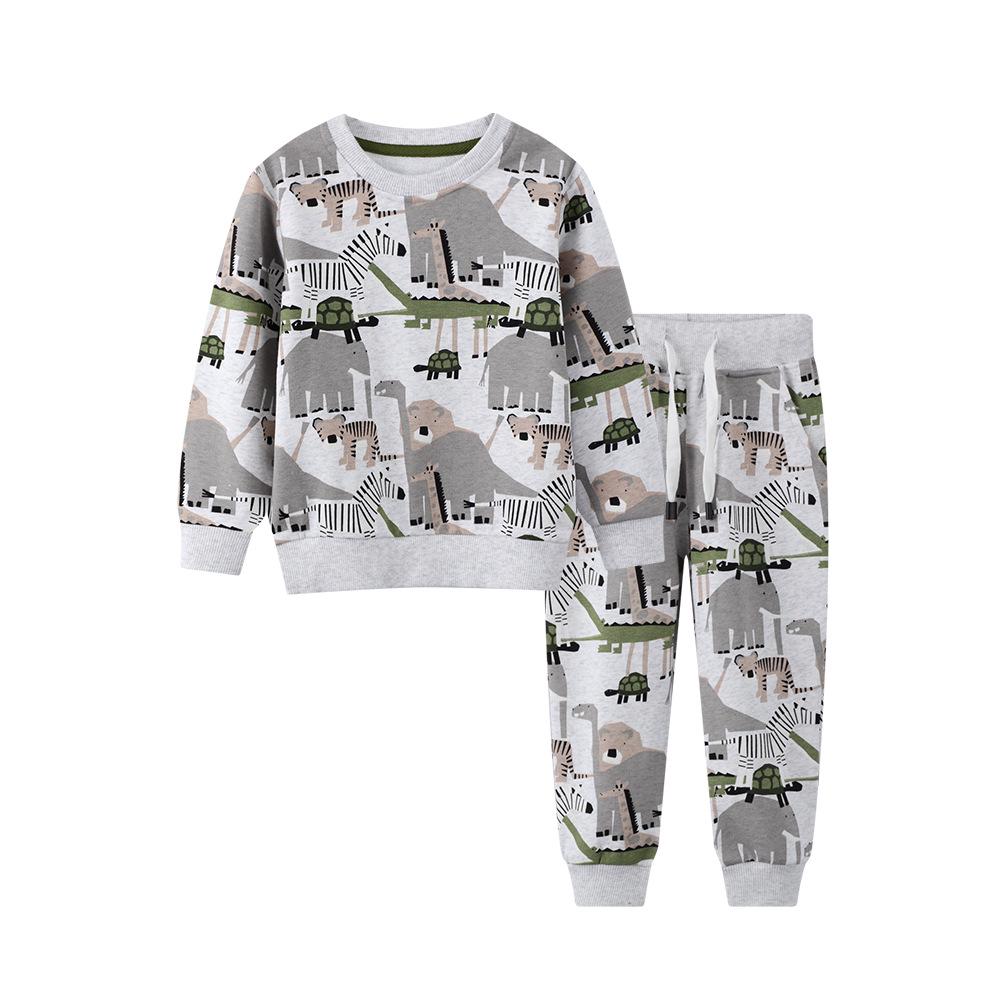 

2025 Autumn/Winter Children s Cartoon Animal Print Sweatshirt and Pants Set – European & American Style 100cm (4Y)
