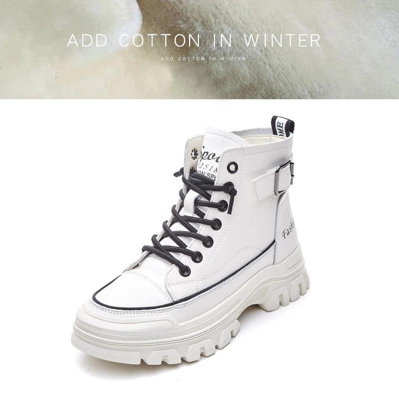 

Genuine Leather Winter Shoes Women Fashion Modern Boots Brand Ladies Ankle Boots Thick Sole Height Increasing 4cm 35 бежевый