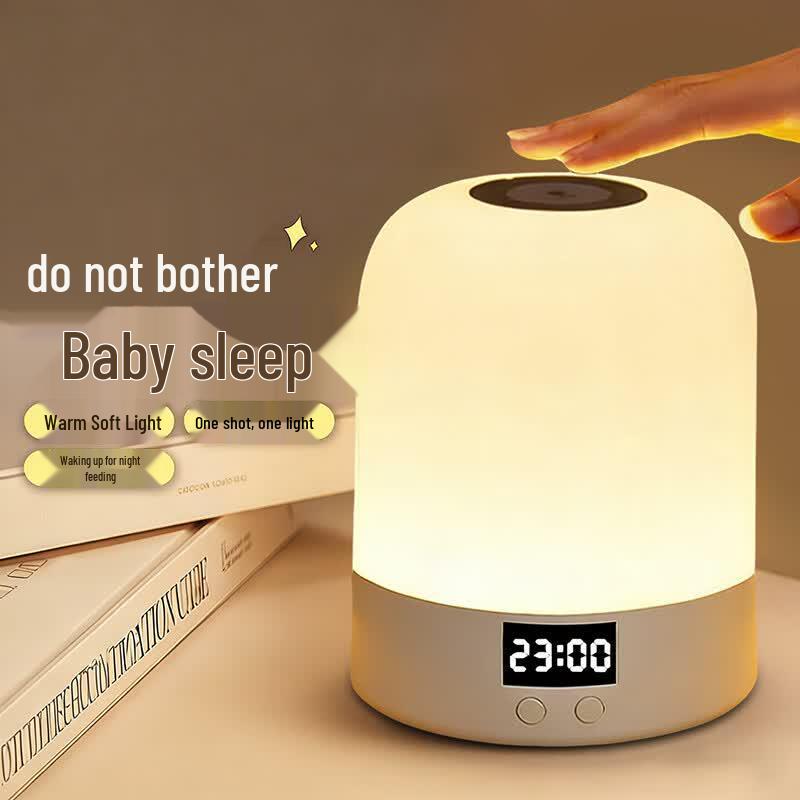 Rechargeable LED Bedside Night Light with Clock