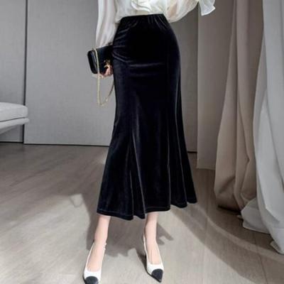 Navava Dams Vintage Sammets Havsjungfrukjol Ns439