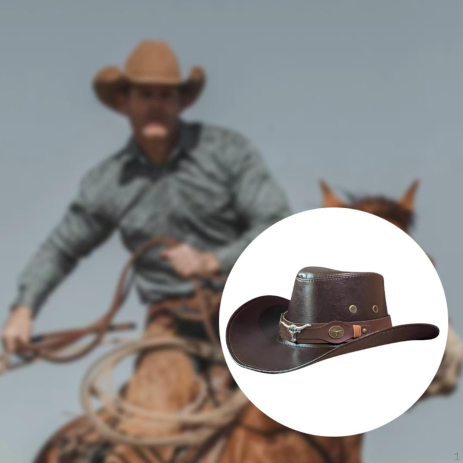 

Классическая ковбойская шляпа из искусственной кожи для всех сезонов Dark Coffee