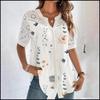 Women's New Fashion Buttoned Lapel Short-sleeved Shirt Blouse