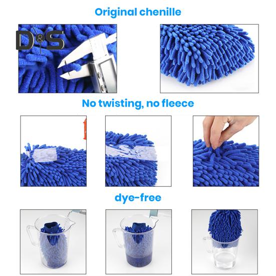 1 Pair Chenille Microfiber Car Wash Mitt Scratch Lint Free Double sided Cleaning Strong Water Absorption Thickened Car Wash Gloves