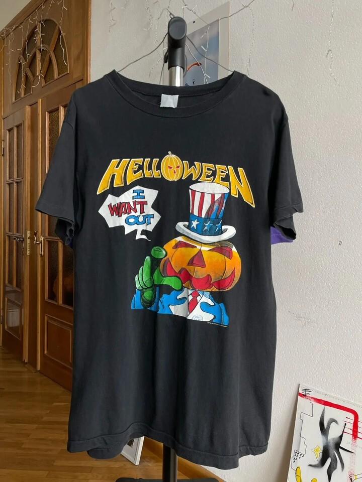 Vintage Rock Band Helloween tshirt tee Pumpkin 1988 Unisex T-Shirt XXL