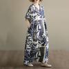 Kurzarm Plus Size Baumwolle Vintage Blumen Neu in Kleidern für Damen lässig locker Maxi langes Sommerkleid
