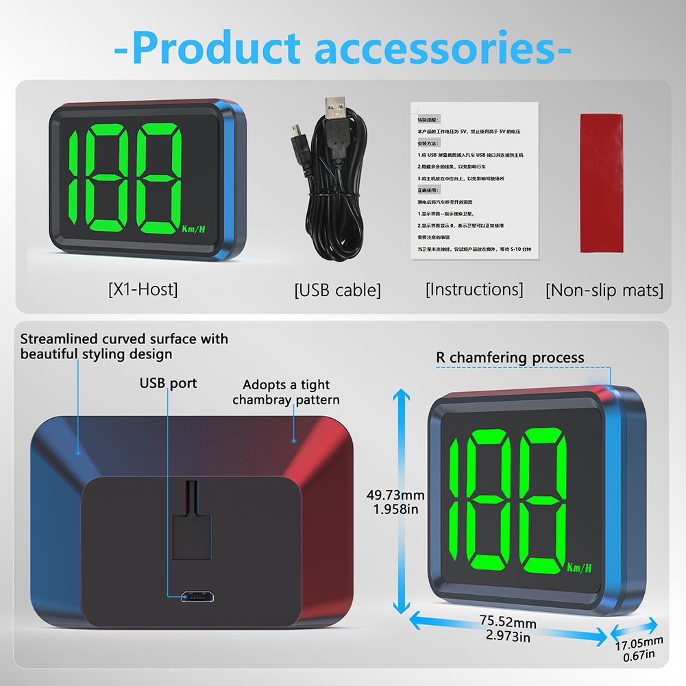 MPH Km/H Car HUD Head-up Display GPS Digital Speedometer Big Font Speed Meter Displayer For Truck Auto Electronics Part